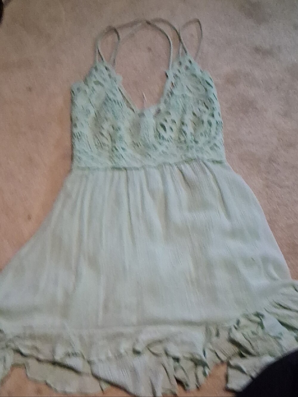 Chelsea & Violet Mint Green Lace Mini Dress